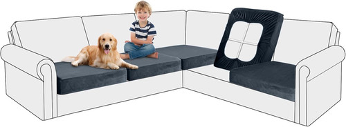 Velvet stretch sofa - sofa, cushion